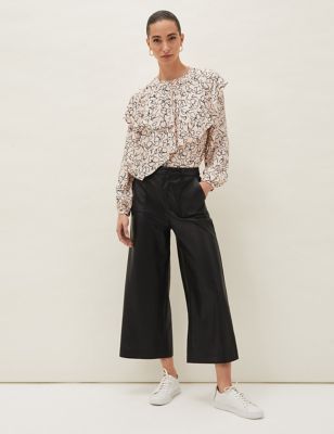 M&S Phase Eight Womens Floral Collared Long Sleeve Blouse