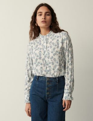 Finery London Womens Floral High Neck Blouse - 20 - White Mix, White Mix