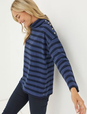 Fatface Womens Pure Cotton Striped Sweatshirt - 8 - Blue Mix, Blue Mix