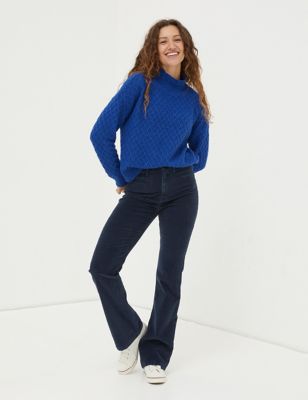 Fatface Womens Cord Flared Trousers - 14REG - Blue, Blue
