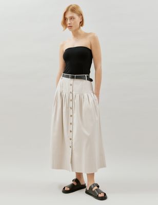 Albaray Womens Cotton Rich Maxi A-Line Skirt - 10 - Stone, Stone