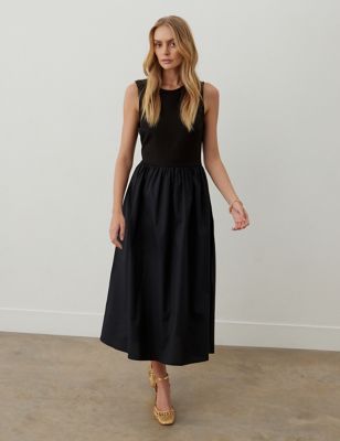 Finery London Womens Cotton Rich Round Neck Midaxi T-Shirt Dress - 10 - Black, Black