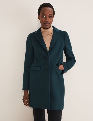 Phase Eight Womens Wool Blend Collared Tailored Coat - 14 - Green, Green