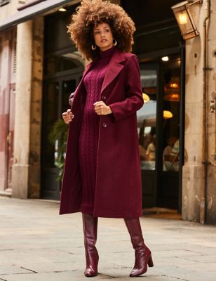 Sosandar Womens Wool Rich Longline Tailored Coat - 16, Red
