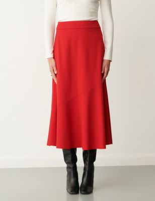 Finery London Women's Jersey Seam Detail Midi A-Line Skirt - 10 - Black, Black,Red,Blue