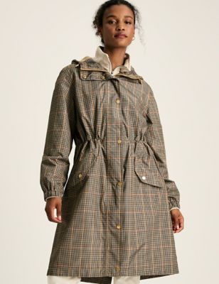 Joules Womens Waterproof Checked Lightweight Raincoat - 16 - Brown Mix, Brown Mix