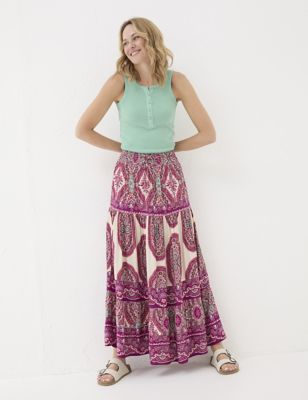 Fatface Women's Paisley Maxi Tiered Skirt - 6SHT - Multi, Multi