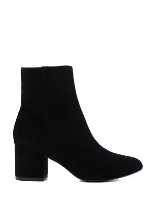 Dune London Womens Suede Block Heel Ankle Boots - 5 - Black, Black