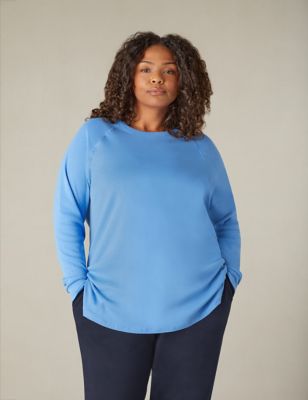 Live Unlimited London Women's Pure Cotton Relaxed Top - 20 - Blue, Blue