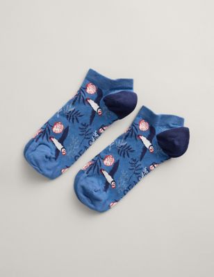 Seasalt Cornwall Womens Puffin Trainer Socks - Blue Mix, Blue Mix