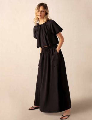 Ro&Zo Women's Maxi Utility Skirt - 14 - Black, Black