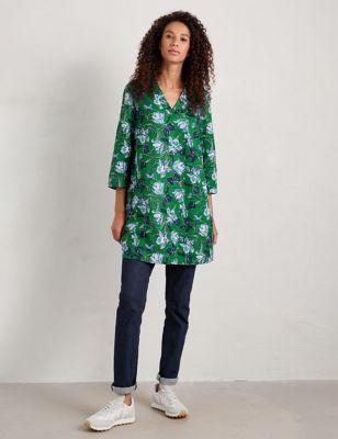 Seasalt Cornwall Womens Cotton Blend Floral Tunic - 12REG - Green Mix, Green Mix