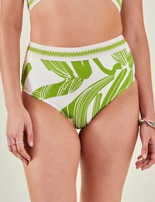 Accessorize Womens Printed High Waisted Bikini Bottoms - 14 - Green Mix, Green Mix
