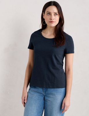 Seasalt Cornwall Women's Pure Cotton Scoop Neck T-Shirt - 16 - Blue, Blue