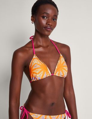 Monsoon Women's Printed Triangle Bikini Top - 10 - Orange, Orange