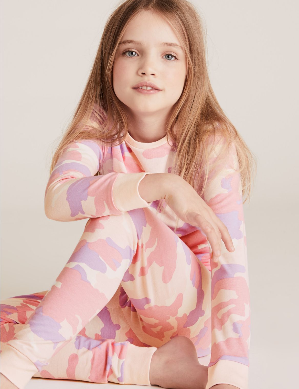 Cotton Camouflage Pyjama Set (7-16 Yrs) pink