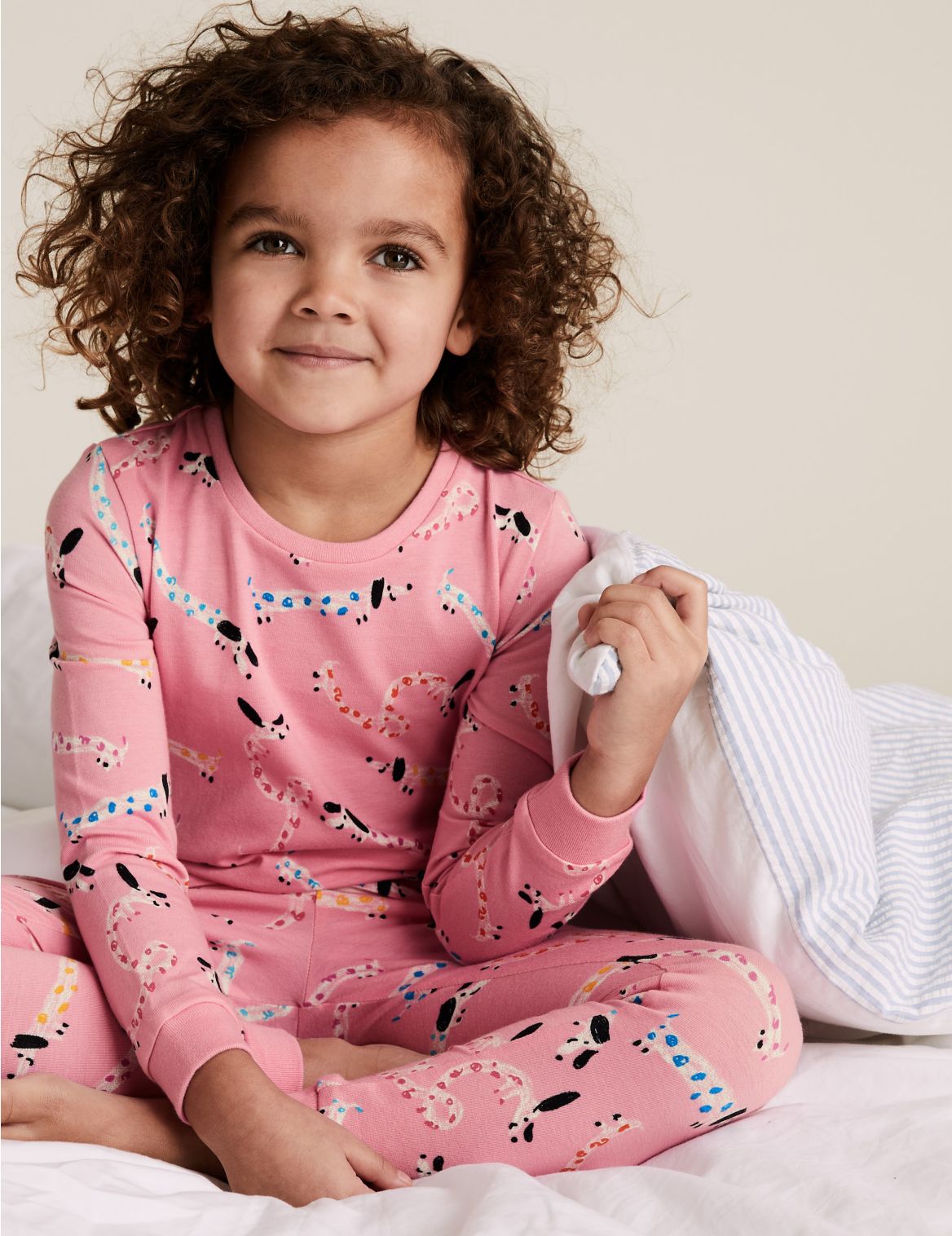 Cotton Dog Pyjama Set (1-7 Yrs) pink