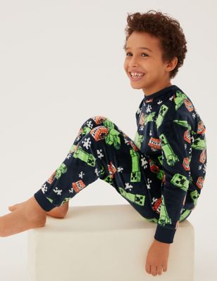M&S Boys Minecraft  Velour Pyjamas (4-16 Yrs)
