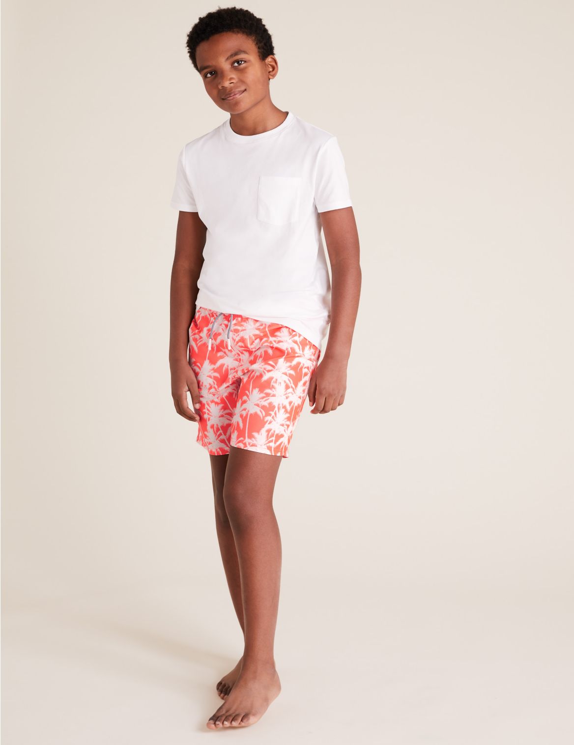 Palm Tree Print Swim Shorts (6-14 Yrs) orange