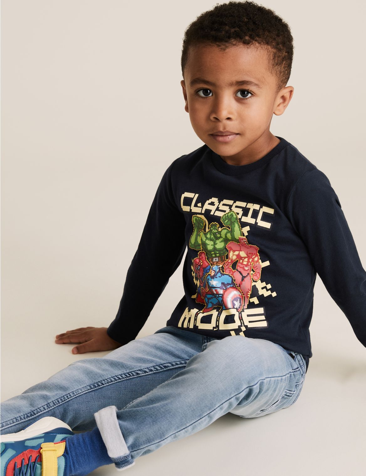 Pure Cotton Marvel&trade; Classic Mode Top (2-7 Yrs) navy