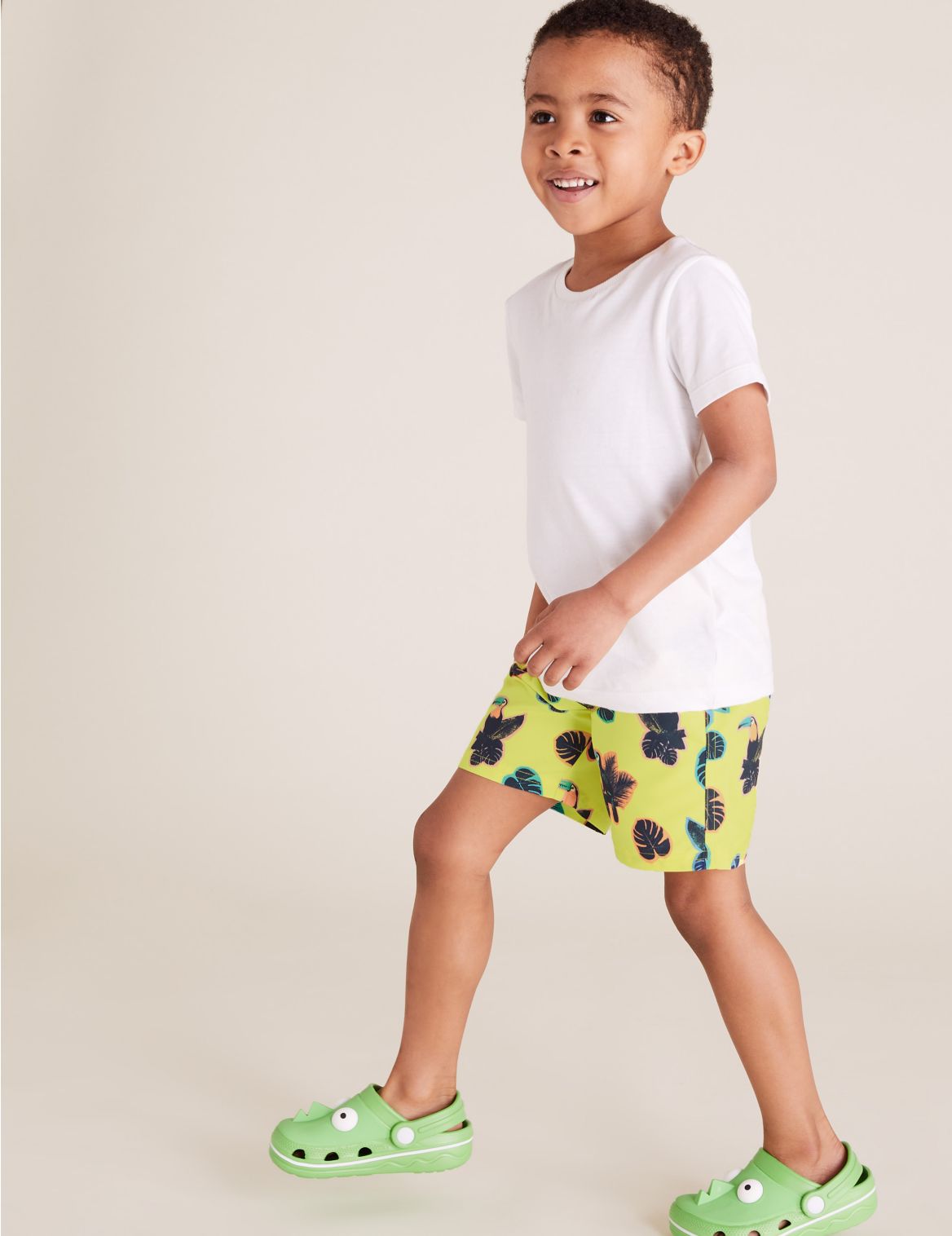 Toucan Leaf All Over Print Swim Shorts (2-7 Yrs) yellow