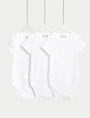 M&S 3pk Adaptive Pure Cotton Bodysuits (7lbs-16 Yrs) - 13-14 - White, White
