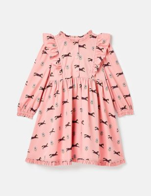 Joules Girls Pure Cotton Patterned Dress (4-12 Yrs) - 4y - Pink, Pink