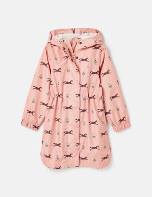Joules Girls Pony Print Hooded Packaway Raincoat (2-12 Yrs) - 4y - Pink Mix, Pink Mix