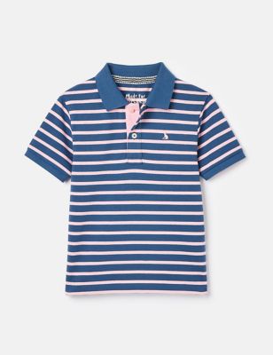 Joules Boy's Pure Cotton Striped Polo Shirt (2-12 Yrs) - 11y - Blue Mix, Blue Mix
