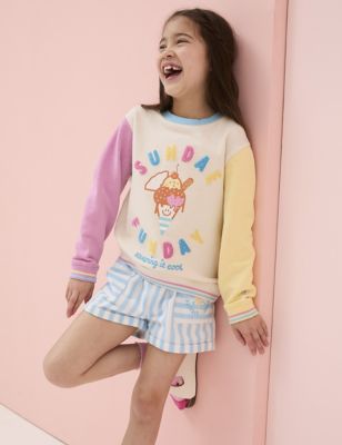 Fatface Girls Cotton Rich Embroidered Sweatshirt (3-13 Yrs) - 4-5 Y - Natural Mix, Natural Mix