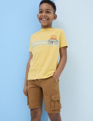 Fatface Boys Pure Cotton Striped T-Shirt (3-13 Yrs) - 3-4 Y - Yellow Mix, Yellow Mix