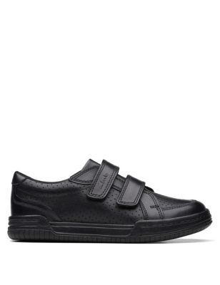 Clarks Boys Leather Riptape School Shoes - 11G - Black, Black
