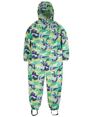 Frugi Girls Hooded Hedgerow Print Puddlesuit (1-10 Yrs) - 2-3 Y - Green Mix, Green Mix