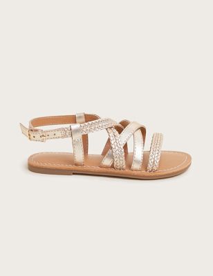 Monsoon Girls Leather Sandals (7 Small - 4 Large) - 3 L - Gold, Gold