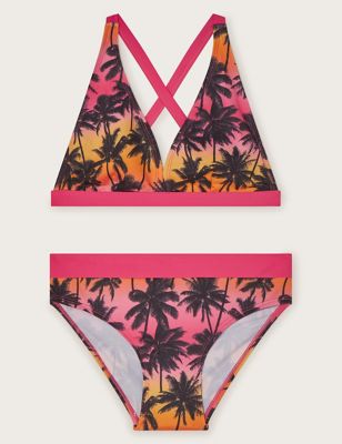 Monsoon Girls 2pc Ombre Palm Print Bikini (7-15 Yrs) - 11-12 - Multi, Multi