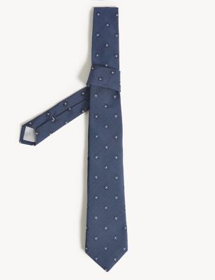 M&S Jaeger Mens Italian Woven Floral Silk and Cotton Tie