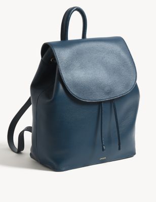 M&S Jaeger Womens Leather Drawstring Backpack