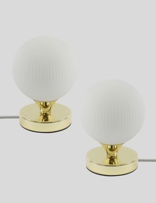 Set of 2 Ribbed Globe Table Lamps