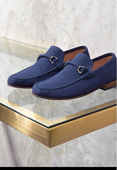 Blue suede men’s loafers