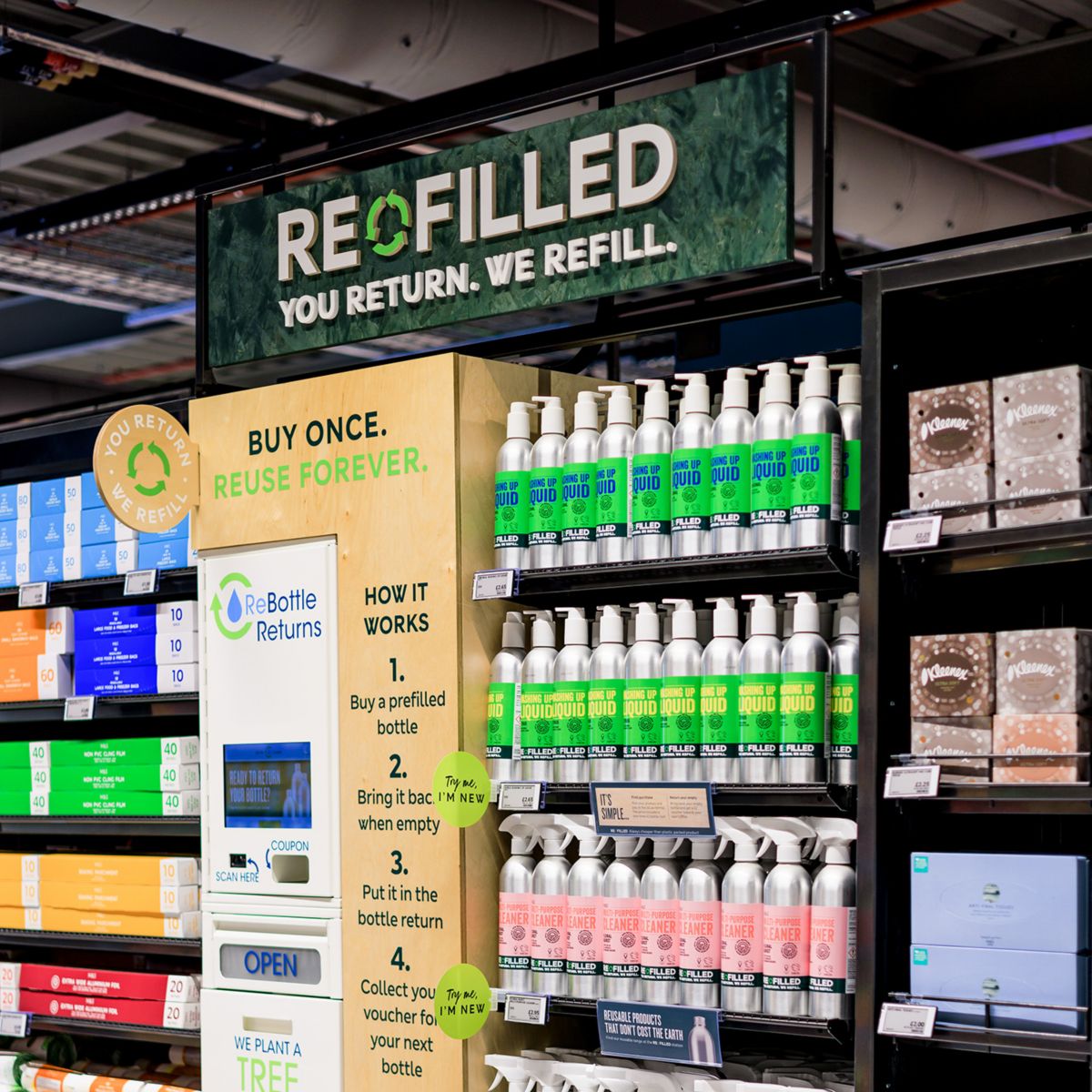 Refilled station in an M&S Foodhall